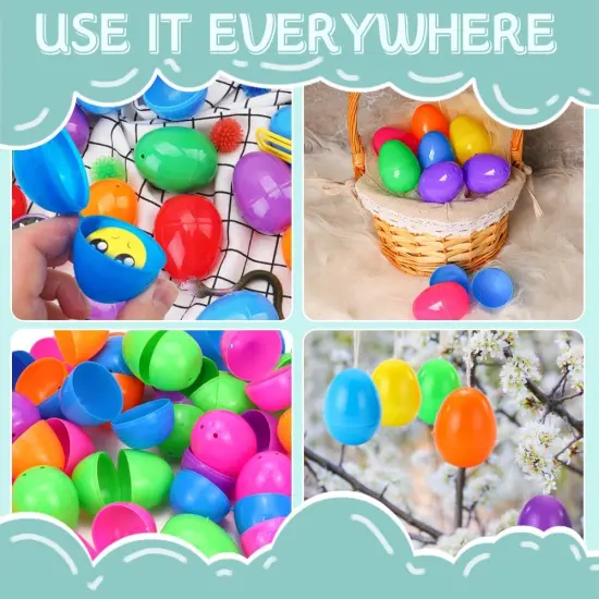 200Pcs Bright Plastic Easter Eggs Bulk, 2.4'' Assorted Colors Empty Shell Fillable Easter Eggs for Kids Easter Eggs Hunt Theme Party Favor Basket Stuffers Fillers Classroom Prize Supplies {5}
