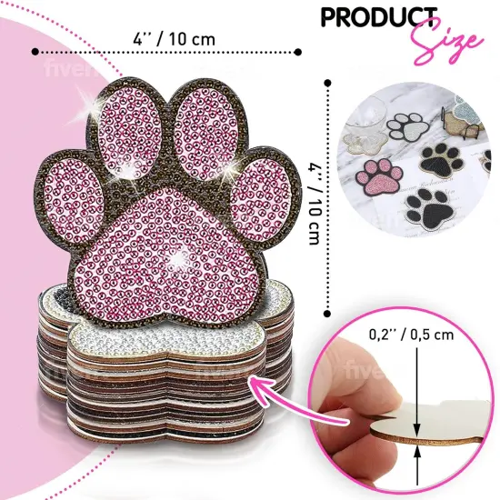 10 pcs Diamond Painting Coasters | Diamond Art Coasters | Dog Paw Diamond Art Painting {4}