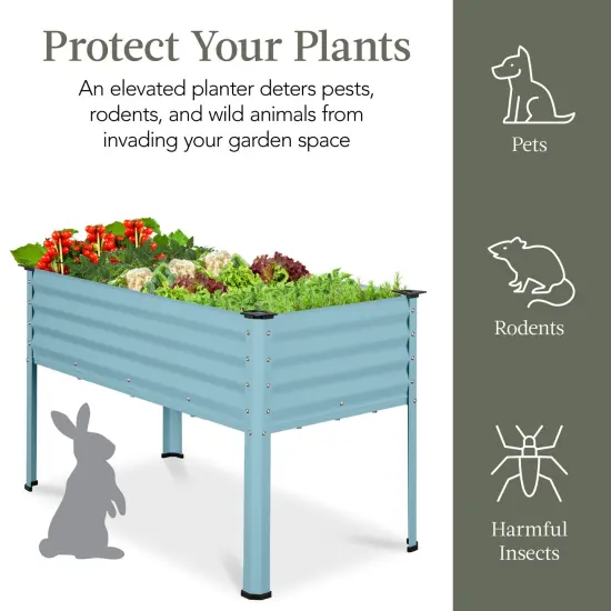 Best Choice Products 48x24x30in Elevated Galvanized Metal Garden Bed w/ Corner Protectors Mist Blue {6}