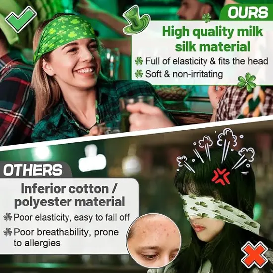 Biubee St. Patrick's Day Headband- Elastic Soft Green Shamrock Headband {3}