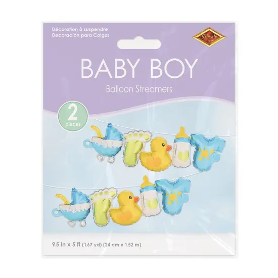 6 Pack Bulk Baby Boy Balloon Streamers {4}