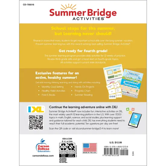 Summer Bridge Activities 3rd to 4th Grade Workbook, Activity Book With Math, Language Arts, Reading Comprehension, Science, Social Studies, Writing, Fitness, Flash Cards, eBook, Stickers and More {2}