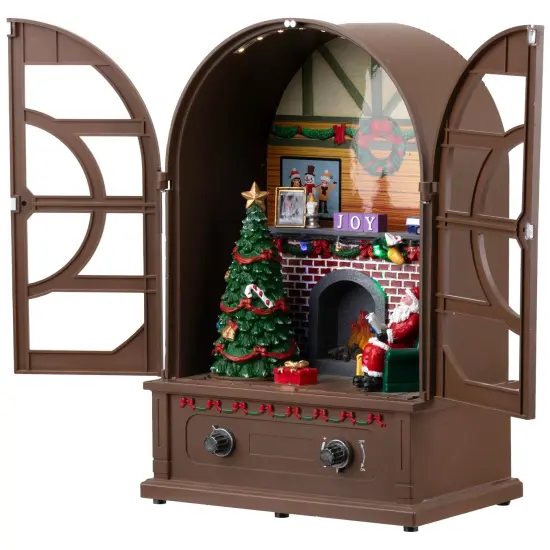 Northlight LED Lighted and Musical Retro Radio with Santa Scene Christmas Decoration - 12.5" Brown {7}
