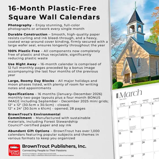 Hoosier State | Indiana Places | 2026 12 x 24 Inch (Hanging) Monthly Square Wall Calendar | Plastic-Free {6}