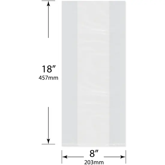 Plymor 8" x 4" x 18" (Pack of 100), 2 Mil Gusseted Plastic Bags {3}