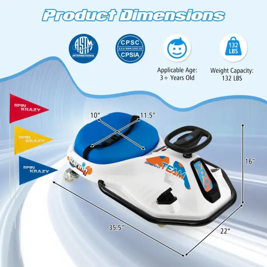 Electric 24V Drifting Go Kart for Kids with 360&deg; Spin & Wireless Connection {4}