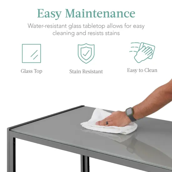 Best Choice Products 5-Piece Kitchen Dining Table Set w/ Glass Tabletop, 4 Faux Leather Chairs Gray {5}