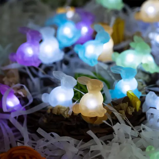 Easter Decoration Lights Rabbit LED String Lights Battery Operated with Remote 10 ft 40 LEDs Bunny Shaped String Lights for Bedroom Party Indoor Birthday Wedding Decor {5}