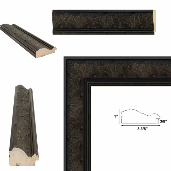 Wide Vintage Antique Black Floral Picture Frame 20x40 frame {2}