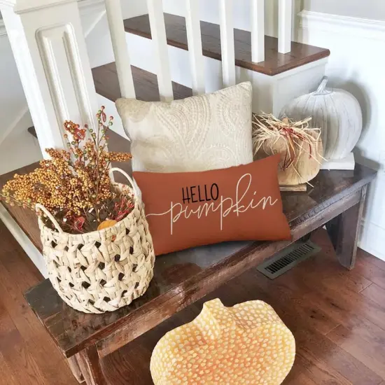 Autumn Hello Pumpkin Pillows Decorative Throw Pillows {5}