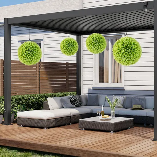 2 Pieces Artificial Plant Topiary Balls Faux Boxwood Decorative Balls Green {3}