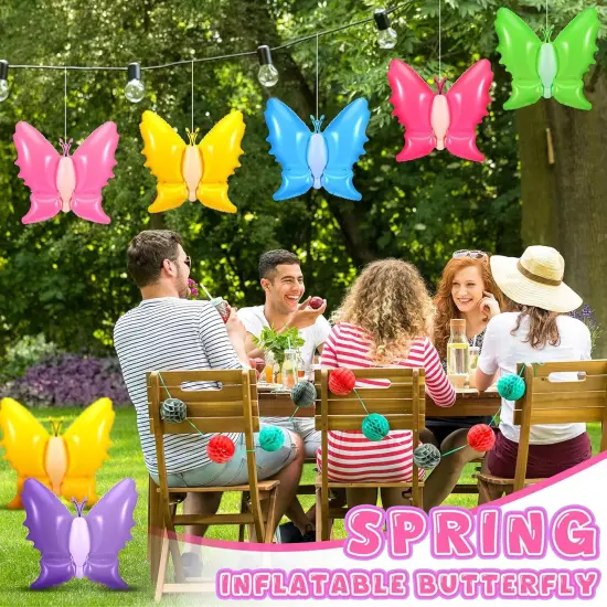 12 Pieces 14 Inch Spring Easter Inflatable Decor Blow up Butterfly Bunny Inflatable Hanging Ornament {3}