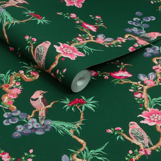 Cath Kidston Birds & Berries Emerald Wallpaper {3}