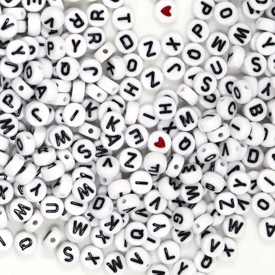 Acrylic Letter Beads, 1450 Pcs 4x7mm Round Alphabet Beads in 28 Grid Box for Jewelry Making, DIY Bracelets (4x7mm, White) {3}