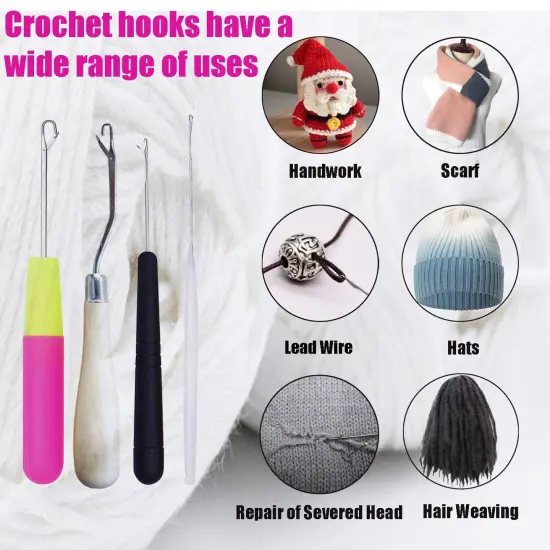 HAMIYELL Pack of 5 Different Sizes Latch Hook Crochet Needle Hook Tools for Braid Hair, Scarf Carpet Making and Other Crafts {6}