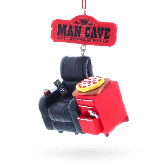 Man Cave Recliner with Pizza and Remote Resin Christmas Ornament {3}