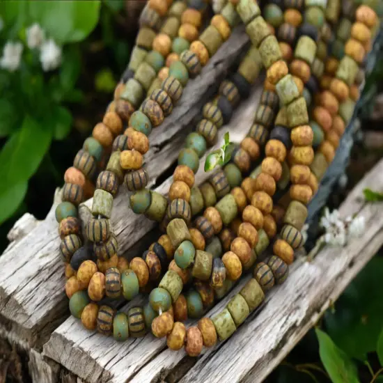 5/0 Matte Bahamas Striped Picasso Mix Seed Beads - 20" Strand {1}