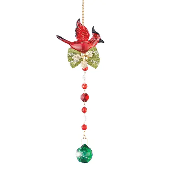 Collections Etc Festive Cardinal Crystal Hanging Suncatcher {2}