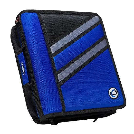 Case&middot;it Z-Design Zippered Binder with Tab File, D-Ring, 1-1/2 Inches, Blue {1}