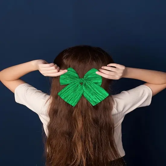 Royal Green Crinkled Sheer St. Patrick's Day Ribbon 2.5" x 10 Yards Wired Mardi Gras Ribbon for Mardi Gras Bow Making Decorations Gift Wrapping Floral Bouquets Holiday Party Supplies {3}