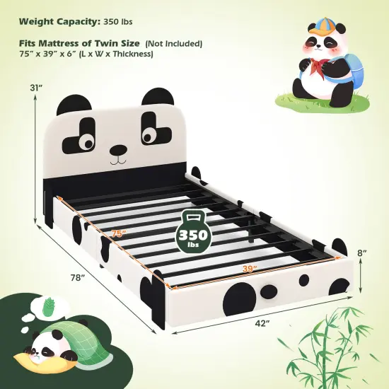 Twin Size Kids Bed with Cute Panda Headboard {4}