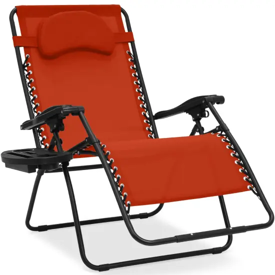 Best Choice Products Oversized Zero Gravity Chair, Folding Outdoor Patio Recliner w/ Cup Holder Burnt Orange {1}