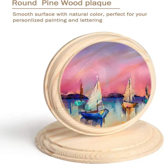 2 Pcs 4 Inch Round Wooden Plaque {3}