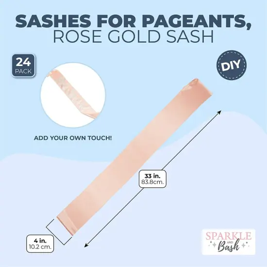Shell Pink Satin Sashes for Pageants, Bachelorette Party, Prom (4 x 33 in, 24 Pack) {2}