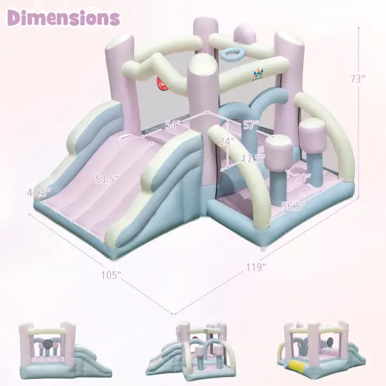 Kids Bounce House with Slide and 2 Boxing Columns for Party with 480W Blower {5}
