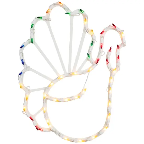 Northlight Lighted Turkey Thanksgiving Window Decoration &ndash; 18" - Multi-Color White {3}