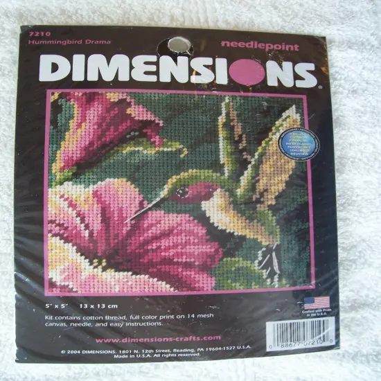 Dimensions Needlepoint Kit, Hummingbird Needlepoint, 5'' W x 5'' H, Various {5}