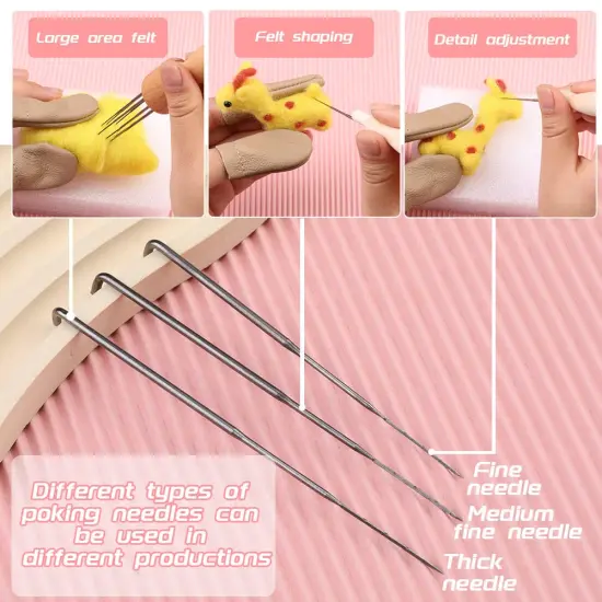 Needle Felting Tools, Needle Felting Supplies, Needle Felting Kit with 3 Size 30Pcs Needles Felting Needles,Wooden Handle, Finger Cots, Perfect for DIY Felting Wool Projects {6}