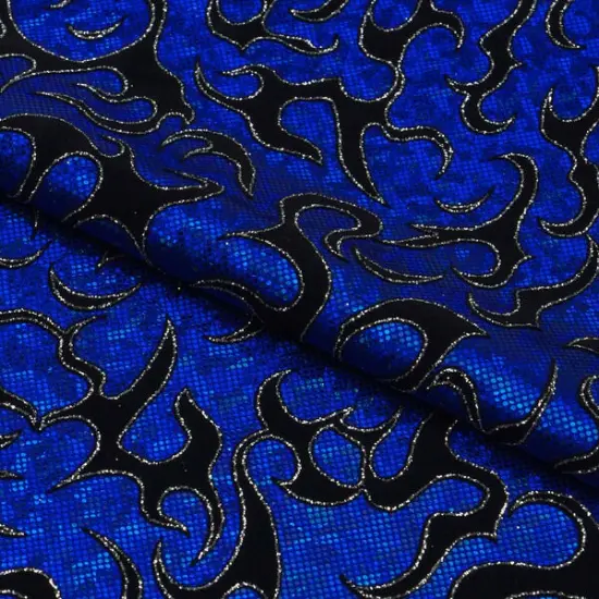 Flame Flocked Hologram Spandex Fabric Snow White {3}