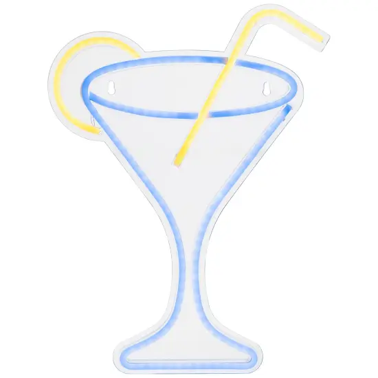 Northlight LED Martini Cocktail Neon Lighted Wall Art - 17" - Blue and Yellow {3}