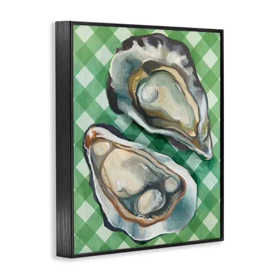 Stupell Industries Oysters on Green Plaid Framed Giclee Wall Art Design by Daphne Polselli {3}