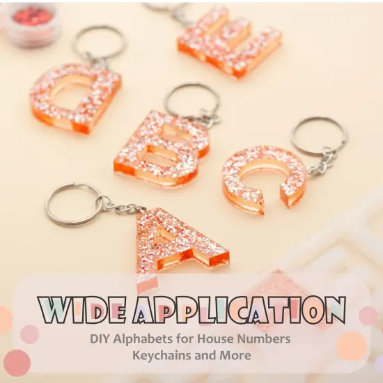 Alphabet Number Silicone Resin Mold Tray Kit, Epoxy Letters Keychains for Crafts Clear {4}