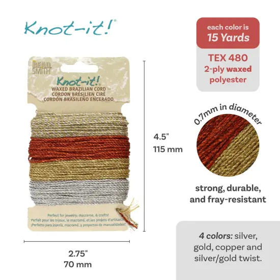 The Beadsmith Brazillian Waxed Cord Mix Metallics {4}