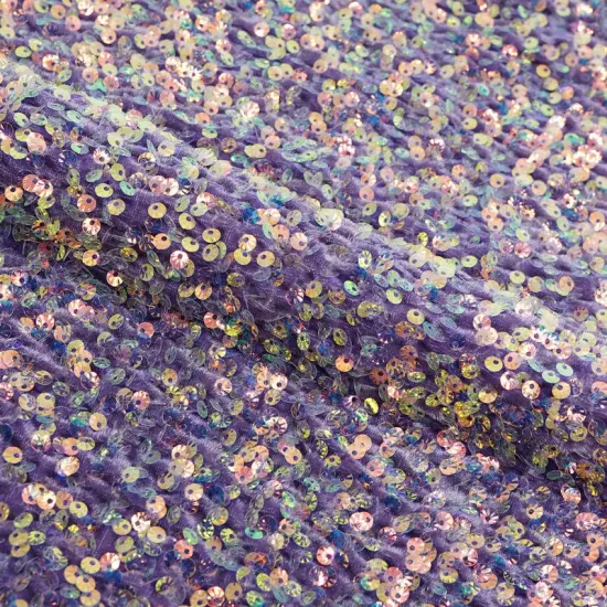 Sanibel Seashell Stretch Velvet Sequin Fabric Dusty Purple/Irid {1}