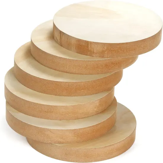 6 Pack MDF Wood Circles, 6" Round Unfinished Wood Board-1" Thick Wood Block {4}