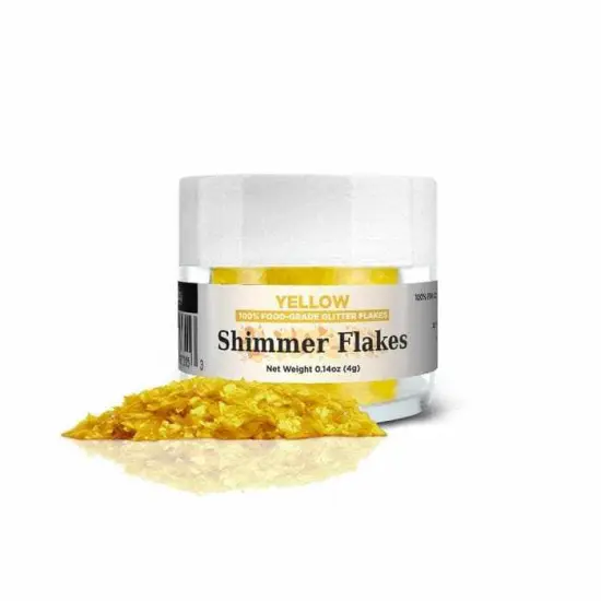 Yellow Edible Shimmer Flakes 4 Gram Jar {5}