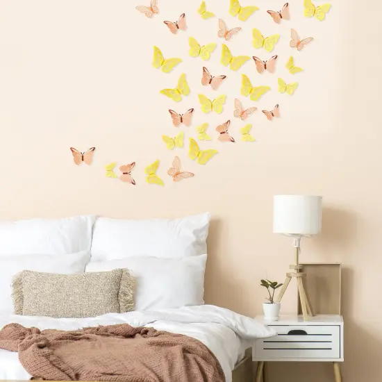 Crosize 48 Pcs Gold and Rose Gold Butterfly Decorations, 4 Styles 3 Sizes, Butterfly Wall Decor, 3D Butterfly Party Decorations, Butterflies for Crafts, Bouquet, Cake Decorating, Flower Arrangements {3}