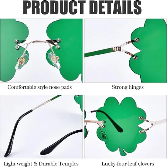 St Patricks Day Decorations, St. Patrick's Day Accessories St. Patrick's Day Irish Shamrock Sunglasses Decor Party Favors Supplies Green Four Leaf Clover Costume Glasses for Saint Patricks Day {3}
