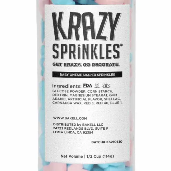 Krazy Sprinkles - Baby Onesies (1/2 Cup, 1x Jar) for Cakes, Ice Cream & Cookies {4}