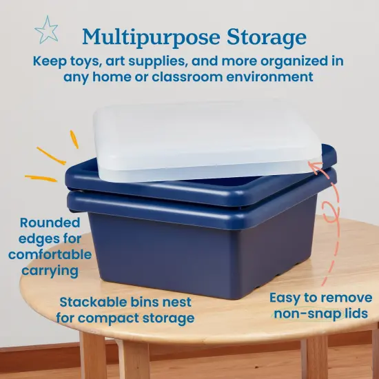 Square Bin with Lid, Storage Containers, 2-Pack Navy {4}