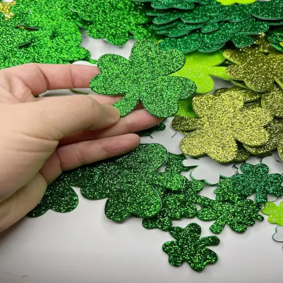 350 Pieces St.Patrick's Day Foam Stickers, Glitter Shamrock Stickers, Green Shamrock Stickers, 3 Different Size Lucky Shamrock Stickers, Irish St.Patrick's Day Party Decoration Supplies {4}