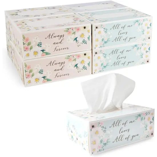 8 Pack Wedding Facial Tissue Box Set, 3-Ply, 100 Sheets/Box, 800 Sheets Total {1}