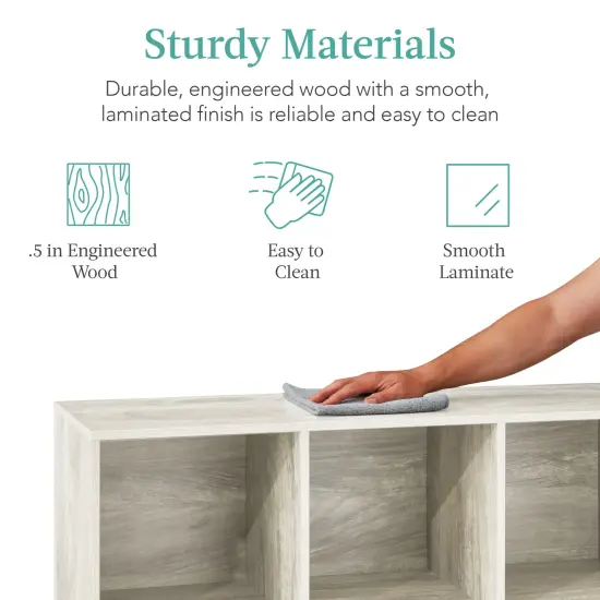 Best Choice Products 6-Cube Bookshelf, 13.5in Display Storage System, Organizer w/ Removable Back Panels Whitewash {6}