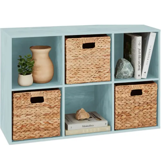 Best Choice Products 6-Cube Bookshelf, 11in Display Storage System, Organizer w/ Removable Back Panels Light Blue {1}