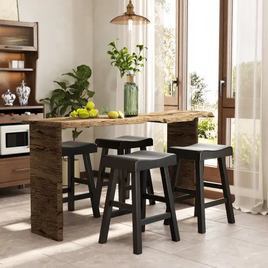 24 Inches Counter Height Stools Set of 2 with Footrest for Restaurant Cafe Pub-Black {5}