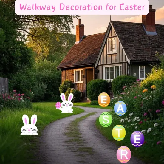 8-Pack Large Easter Decorations Outdoor Yard Signs with Stakes-16 Inch-Weatherproof-Easter Bunny Egg Yard Signs-Waterproof Garden Lawn Walkway Decoration for Easter Outside {3}